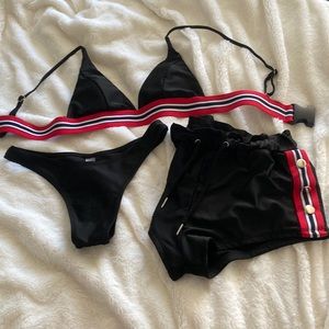 Buckle strap 3pc bikini set